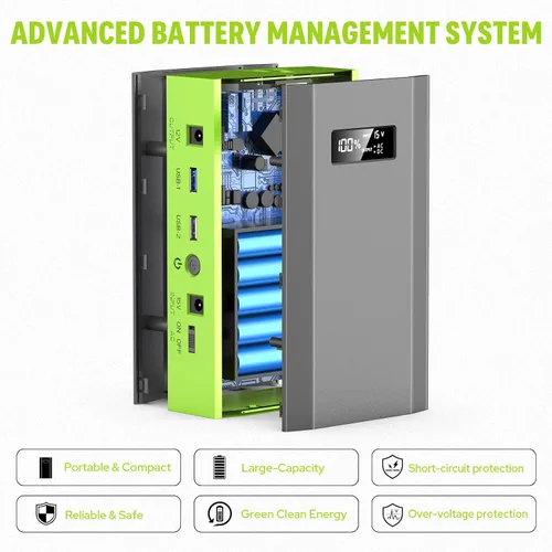 Vista 8 de Batería portátil ZeroKor con toma de corriente alterna, paquete de batería externa de 65W 110V 24000mAh, cargador portátil para laptop, fuente