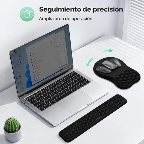 Vista 6 de TECKNET Alfombrilla ergonómica para mouse con reposamuñecas, teclado y alfombrilla de mouse con soporte para muñeca, diseño de masaje que alivia