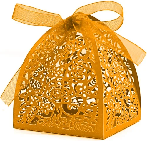 Vista 11 de Auto-plaza - 50 cajas de regalo de belleza cortadas con láser, cajas de dulces con cintas (verde)