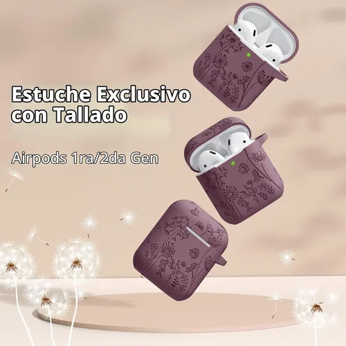 Vista 2 de Lerobo - Funda para AirPod de 2ª/1ª generación con llavero Malva ahumada