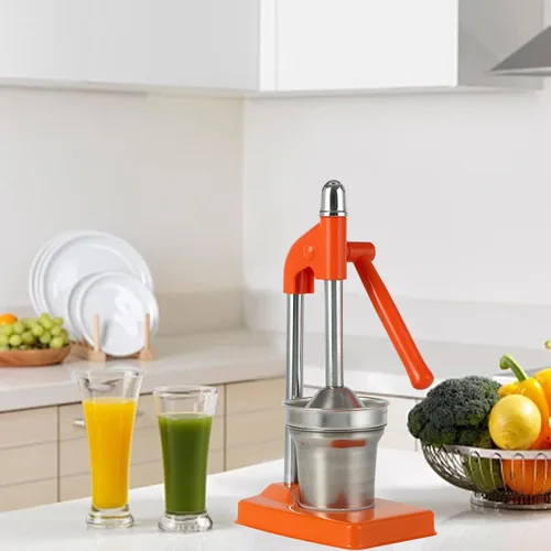 Vista 5 de Heavy-Duty Stainless Steel Manual Juicer, Cast Iron Hand Press Squeezer for Fresh Lemonade & Orange Juice, Essential Home Kitchen Tool (Green)