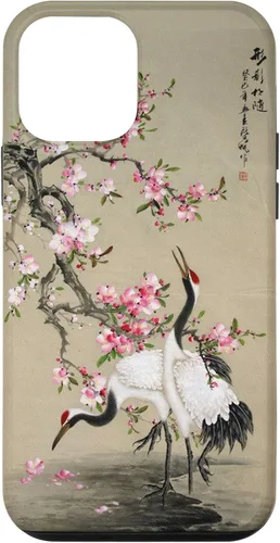 Vista 16 de Red Cap Cranes with Plum Blossoms Japanese Woodblock Art Case for iPhone 17