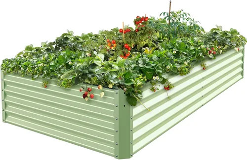 Vista 7 de Maceta de jardín elevada galvanizada para plantas al aire libre, camas de jardín elevadas extra altas de 17 pulgadas, cajas de jardín al aire libre