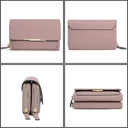 Vista 5 de UTO Bolso bandolera pequeño para mujer, bolsa para teléfono celular, tarjetero con cartera con cartera de muñeca y bolsos