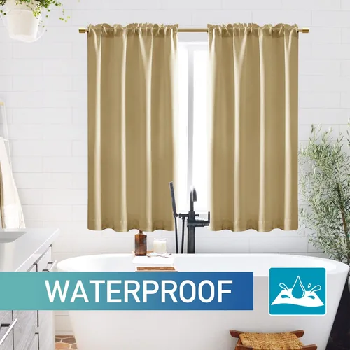 Vista 3 de Cortinas opacas de 48 pulgadas de largo, 34 pulgadas de ancho x 48 pulgadas de largo, cortinas opacas cortas con aislamiento térmico para Beige