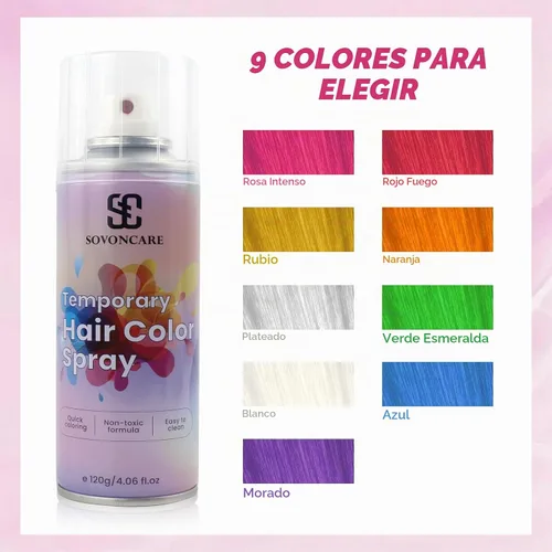 Vista 8 de SOVONCARE Spray de color temporal rosa intenso para el cabello para niños y # 1 - Rosa intenso