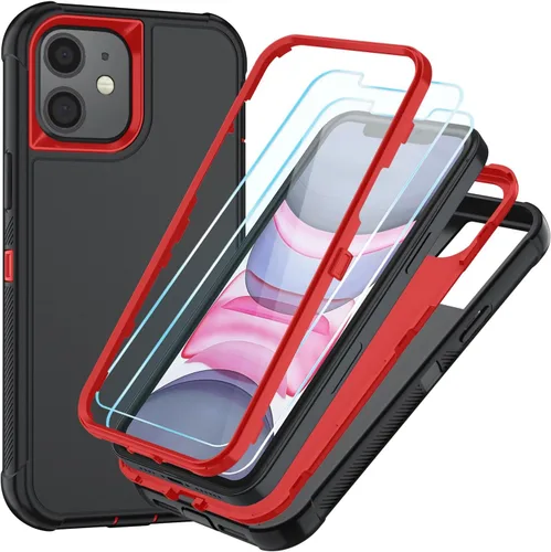 Vista 19 de SunStory Funda compatible con iPhone 11 con protector de pantalla HD, 3 capas de alta resistencia de cuerpo completo, funda protectora híbrida 3