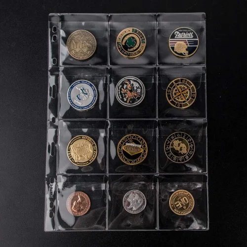 Vista 4 de Páginas para Recolectar Monedas de Uncle Paul 5 Hojas 12 Bolsillos Fundas Estándar con 9 Orificios para Insertar Monedas Fundas para Coleccionistas