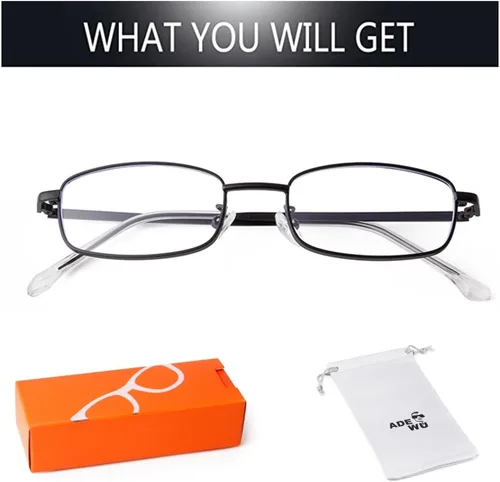 Vista 6 de ADE WU Gafas de moda para mujer y hombre, lentes rectangulares Y2K de luz azul de los años 90, de metal, dorado, plateado, negro, anteojos falsos