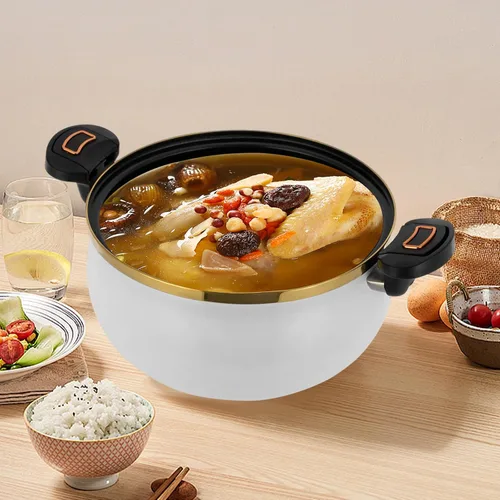 Vista 2 de Olla de cocina, 8L/8.45 cuartos de galón, multifunción, olla antiadherente de gran capacidad con tapa transparente, olla redonda universal