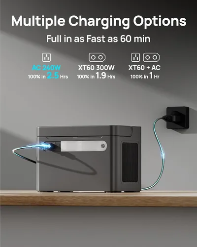 Vista 4 de DARAN Estación de energía portátil de 1000 W, generador solar de 576 Wh con 4 salidas de CA (sobretensión de 2000 W), carga rápida PD de 100 W