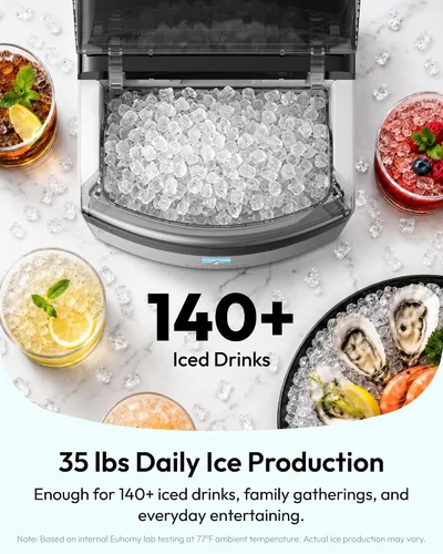 Vista 3 de Euhomy 2026 Upgraded Countertop Nugget Ice Maker, 35lbs Sonic Crushed Ice Grey