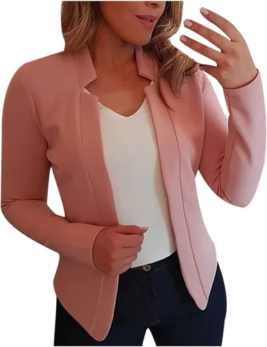 Vista 8 de Chaquetas tipo blazer para mujer, chaqueta de cárdigan de moda con frente abierto, chaqueta casual de manga larga para el trabajo y la oficina