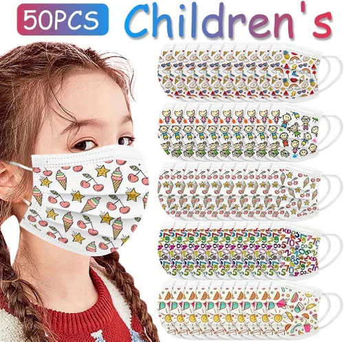 Vista 2 de 50 pañuelos desechables para niños 3 capas diseño de dibujos animados transpirables