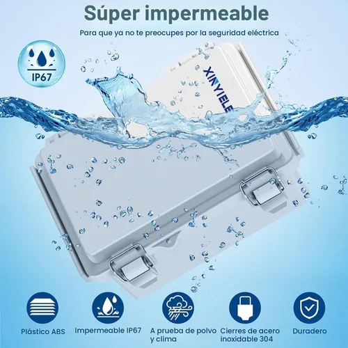 Vista 2 de Caja de conexiones de plástico ABS impermeable para proyectos al aire libre, IP67, resistente a la intemperie, a prueba de polvo con cubierta