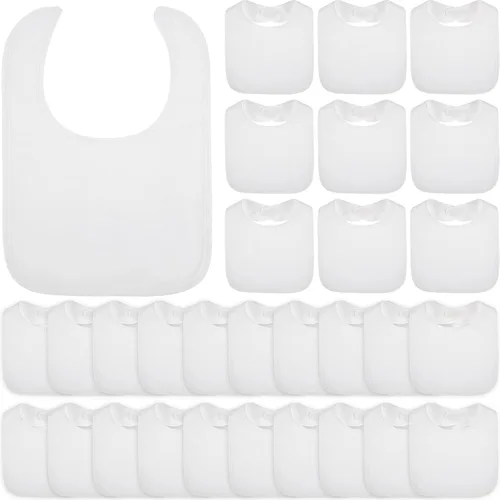 Vista 8 de Toulite 30 baberos para bebé, unisex, para niños y niñas, lavables, reutilizables, impermeables, de algodón, con diseño de doble cara para recién