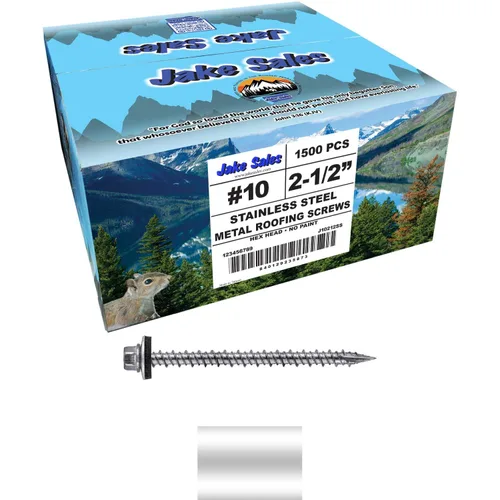 Vista 5 de 9 x 1 ABC Gray Stainless Steel Metal Roofing Screws - Hex Washer Head - Self-Piercing (SP) tip Metal to Wood siding Screws - EPDM Washer. 1 x 250