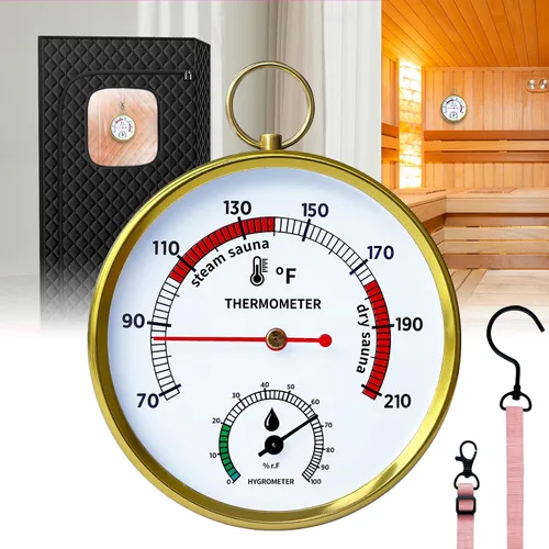 Vista 8 de Termómetro de sauna Fahrenheit e higrómetro, cordón mejorado montado para caja de sauna de vapor portátil, ideal