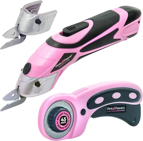 Vista 10 de Pink Power - Tijeras eléctricas de tela para manualidades, costura, cartón, alfombra y scrapbooking - Herramienta de corte de alta resistencia