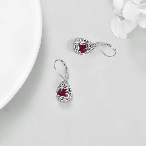 Vista 63 de Aretes colgantes con forma de lágrima de filigrana de piedra lunar de plata de ley 925 con cierre de palanca para mujer, regalos de joyería
