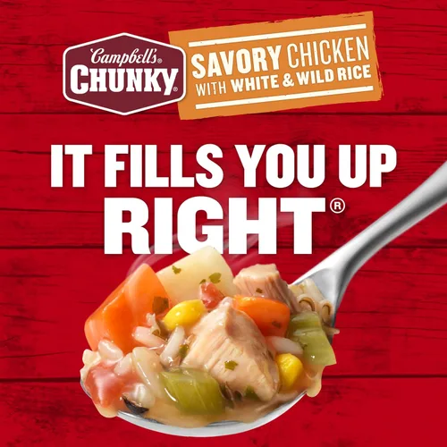 Vista 7 de Campbell's Chunky Soup, Sopa de Pollo Sabroso con Arroz Blanco y Silvestre, Lata de 18.8 Oz