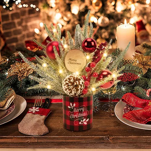 Vista 7 de GTIDEA 1 Pcs Christmas Centerpieces Mini Tree with LED Lights for Tables