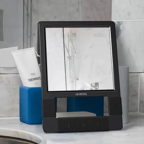 Vista 4 de TASALON Espejo de mano irrompible con mango de silicona, negro