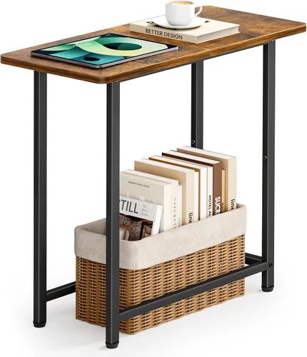 Vista 3 de MISSLO Estante de ropa resistente y mesa auxiliar estrecha para sala de estar con mesa grande