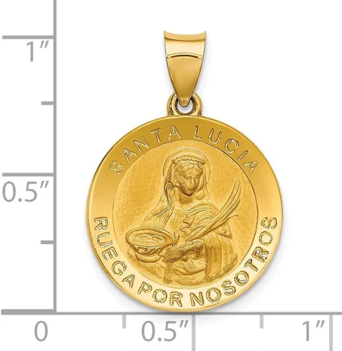 Vista 2 de The Black Bow Colgante hueco de oro amarillo de 14 quilates con medalla de Santa Lucía, 0.748 in (34 pulgadas), Metal, No es una piedra preciosa