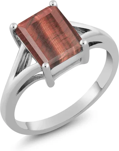 Vista 91 de Gem Stone King Anillo de compromiso solitario con diseño clásico de vástago dividido para mujer, plata de ley 925, piedra natal de piedra preciosa
