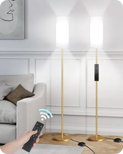 Vista 14 de Paquete de 2 lámparas de pie rosas regulables para sala de estar con 2 controles remotos e interruptor de pie, lámpara de pie de esquina, lámpara