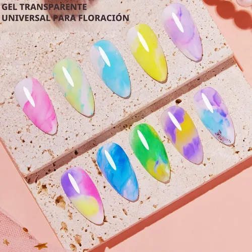 Vista 2 de Vishine 2 unidades de gel floreciente de 0.5 fl oz, esmalte de uñas transparente floreciente, efectos de propagación, gel UV, piedra natural