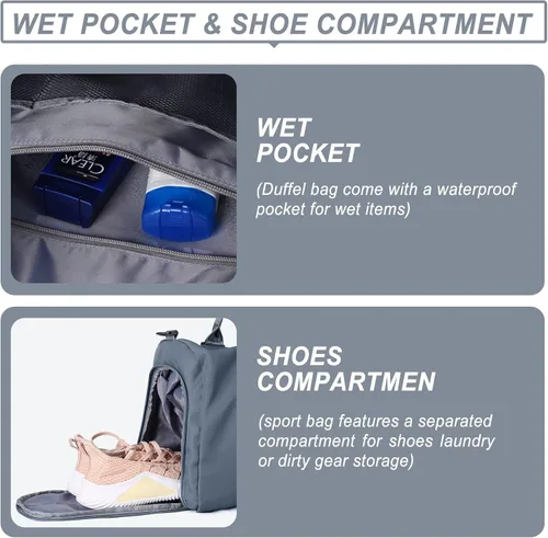 Vista 5 de Weekender Gym - Bolsas de lona para mujer con neceser, A-haze Azul
