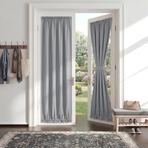 Vista 49 de PONY DANCE Persianas para puertas – Paneles opacos para tratamiento de ventanas, cortinas sólidas de alta resistencia con bolsillo para barra