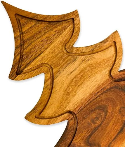 Vista 7 de Affinity Decor Tabla de cortar de árbol de Navidad para cocina, tabla de cortar de madera en forma de árbol con ranuras, bandeja de madera