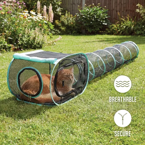 Vista 7 de Kitty City Muebles Catio para exteriores y kits de juego para gatos, combo de juego Combo de túnel/tienda de campaña de 1 vía