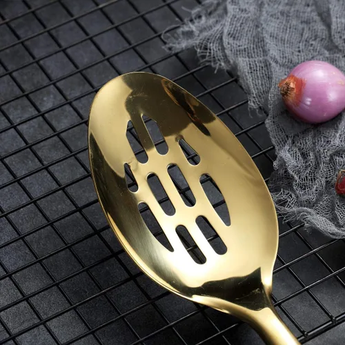 Vista 5 de Berglander Cuchara ranurada - Cuchara de cocina ranurada de acero inoxidable con chapado en titanio