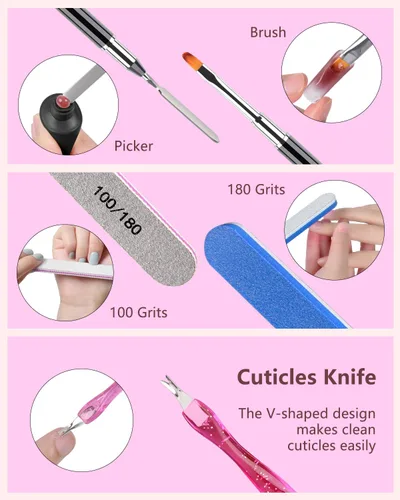 Vista 7 de MORGLES - 144 formas de uñas, 2 tamaños de gel de extensión de polietileno de doble forma, extensión de uñas de ataúd con moldes en forma de aguja