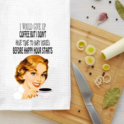 Vista 7 de LEVLO Toalla de cocina retro para amas de casa, estilo vintage de los años 50, regalo para amas de casa retro de los años 50, tejido de gofre