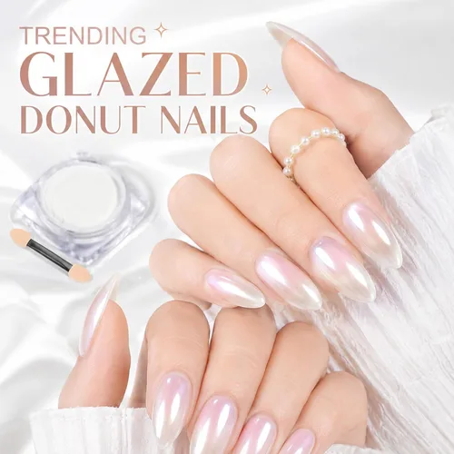 Vista 11 de Polvo de uñas de cromo perla blanca para uñas de gel
