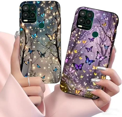 Vista 10 de Paquete de 2 fundas elegantes con purpurina de mariposa para Moto G Stylus 5G 2021, delgada y suave TPU de lujo, a prueba de golpes, para adultos