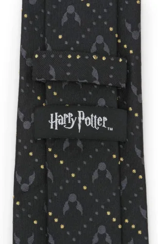 Vista 4 de Corbata de hombre de seda negra de Harry Potter Golden Snitch, Negro