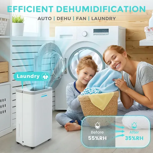 Vista 9 de Deshumidificador de 1 500 pies cuadrados, deshumidificador silencioso máximo de 32 pintas para dormitorio con filtro HEPA, purificadores de aire