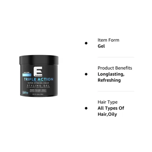 Vista 5 de E Elegance Earth Fragrance Gel para el cabello de triple acción para hombres y mujeres - Sujeción súper fuerte, volumen extremo y brillo de larga