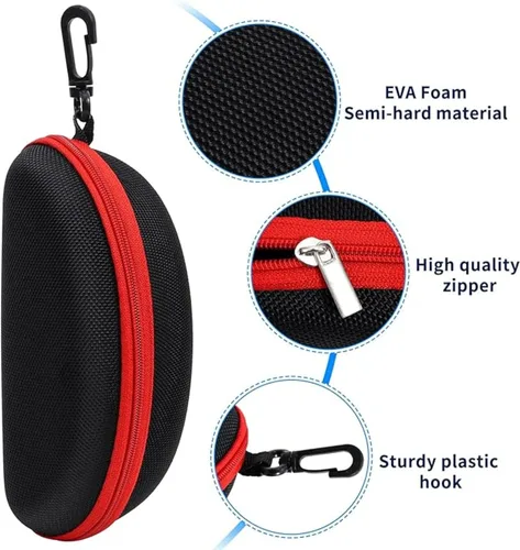 Vista 4 de ZONLY Paquete de 6 fundas para gafas de sol portátiles con cremallera de viaje con gancho