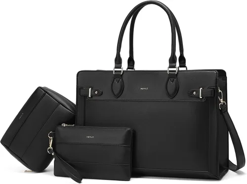 Vista 7 de Keyli Set de 3 piezas de bolso tote para laptop para mujeres, de 15.6 pulgadas, bolsos de trabajo, bolso de negocios para computadora, bolso