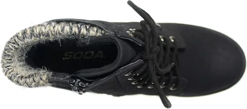 Vista 3 de Soda Botines de combate con suela de lengüeta única con cordones y cremallera lateral
