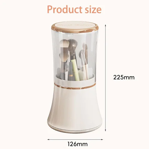 Vista 5 de Exquisito organizador de brochas de maquillaje, soporte para brochas de maquillaje con tapa, organizador de almacenamiento de herramientas