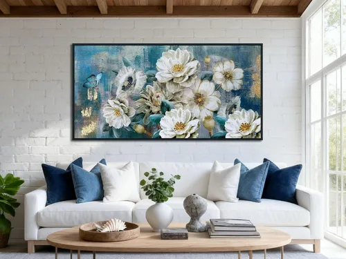 Vista 9 de Arjun Lienzo decorativo para pared, diseño de lago y montaña, cielo, naturaleza, paisaje, barco, ilustración, pintura escénica moderna, enmarcada