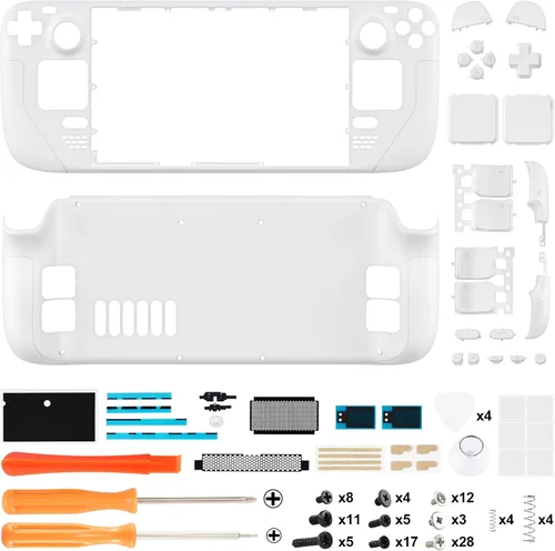 Vista 2 de eXtremeRate Juego completo de carcasa de bricolaje con botones para Steam Deck LCD, placa frontal personalizada placa trasera carcasa de repuesto